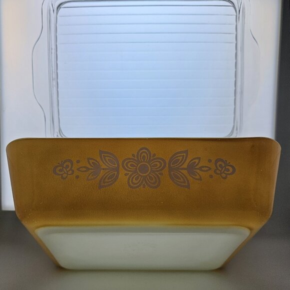 PYREX Butterfly Gold (1972) 503 Refrigerator Dish & 503C Cover - Picture 3 of 16